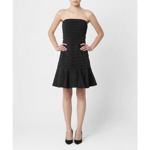Lauren Ralph Lauren Black Cinema Verite Silk Strapless Tiered Cocktail Dress 8